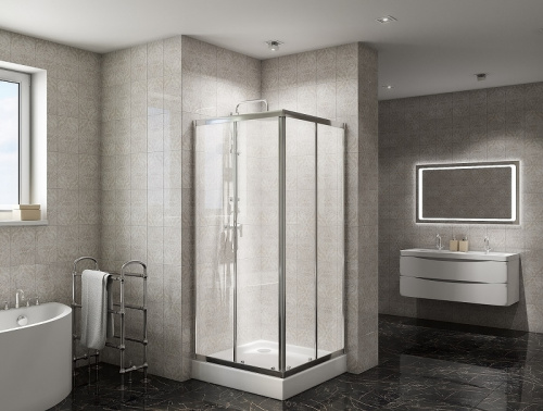 картинка Душевой уголок BelBagno Due 90х90 DUE-A-2-90-C-Cr профиль Хром стекло прозрачное от магазина Сантехстрой