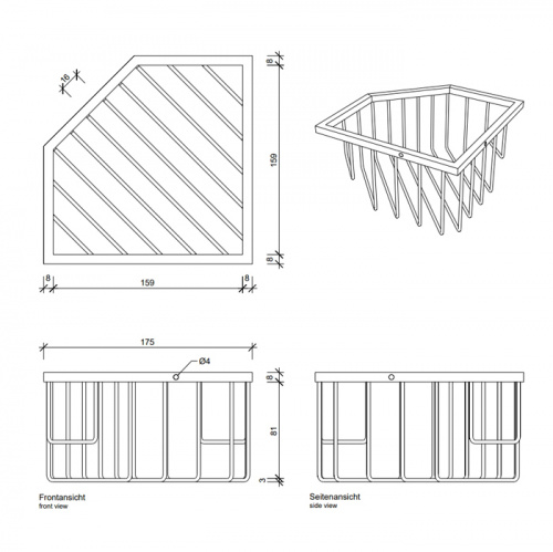 картинка Decor Walther WA ECK1 Корзина универсальная 18x18x9.5см для душа, угловая, подвесная, цвет: золото от магазина Сантехстрой
