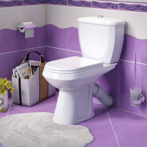 картинка Унитаз-компакт Элисса Стандарт, нижний подвод, косой выпуск, с сиденьем, белый (43301130202) от магазина Сантехстрой