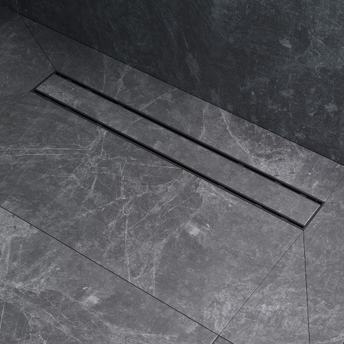 картинка W02SC-U11-060-04BM PrimeFlow Трап для душа линейный универс затвор Tile 60см цвет черн мат от магазина Сантехстрой