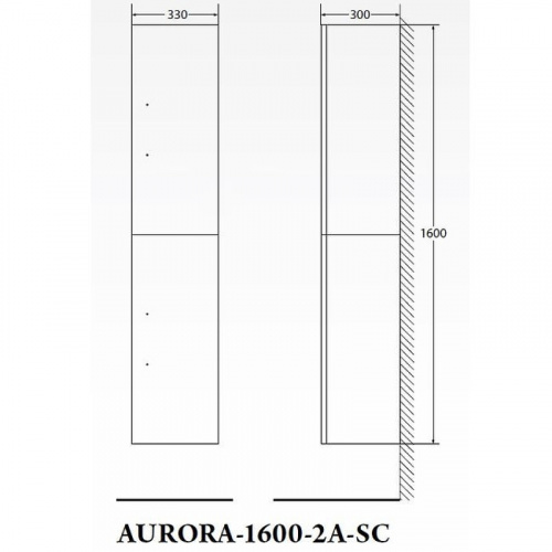 картинка Пенал BelBagno aurora-1600-2a-sc-bl-p-r от магазина Сантехстрой
