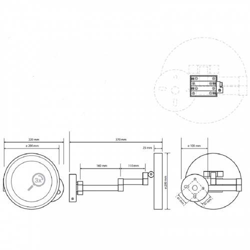 картинка Косметическое зеркало Bemeta Cosmetic mirrors 116301142 с подсветкой с увеличением Хром от магазина Сантехстрой