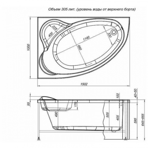 картинка Акриловая ванна Aquanet Mayorca 310245 150х100 левая белый от магазина Сантехстрой