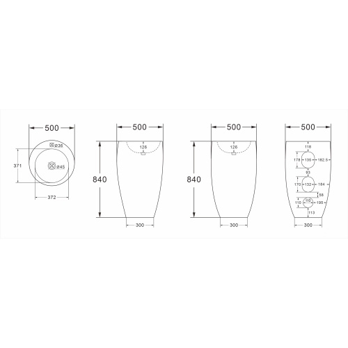 картинка Раковина напольная Azario COMELLA 500х500х830 отдельностоящая круглая, черный матовый (AZ-311MB) от магазина Сантехстрой