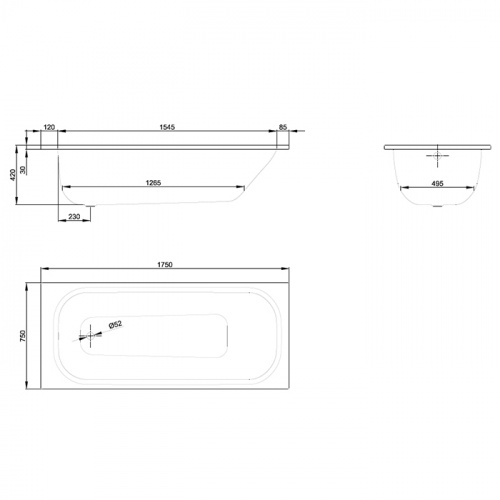 картинка BETTE Form 2020 Ванна с шумоизоляцией 175х75х42, цвет белый от магазина Сантехстрой