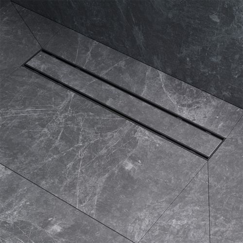 картинка W02SC-U11-050-04BM PrimeFlow Трап для душа линейный универс затвор Tile 50см цвет черн мат от магазина Сантехстрой