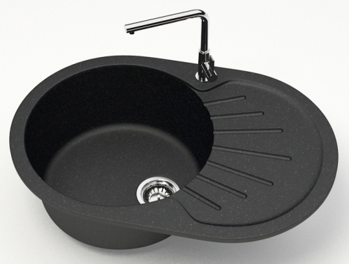 картинка Кухонная мойка AZARIO Flora 730x450x215 искусственный мрамор, цвет черный (CS00079913) от магазина Сантехстрой