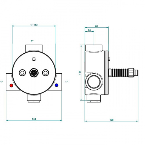картинка THG General items Встраиваемая  часть термостата на 1" от магазина Сантехстрой