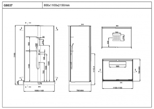 картинка Душевая кабина Black&White Galaxy G8037 110x80 8037000 с гидромассажем от магазина Сантехстрой