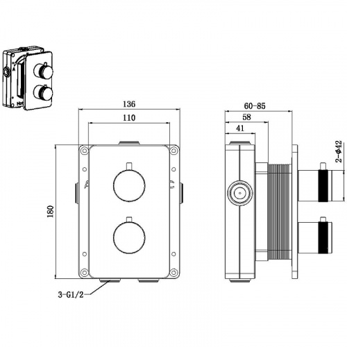 фото смеситель для душа allen brau priority 5.31314-mg с термостатом графит брашированный