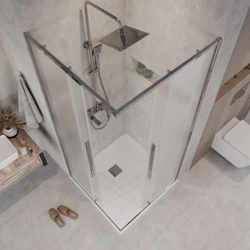 картинка Душевая перегородка 1/2 Grossman Galaxy 1/2.K33.01.70.10.02 (70х195) хром,стекло шиншилла, 1 место от магазина Сантехстрой