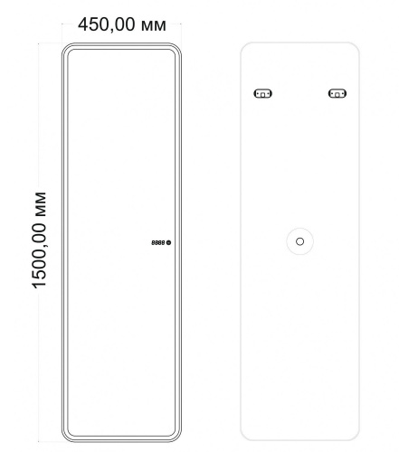 картинка Зеркало с подсветкой и часами "Terni 450х1500" AM-Ter-450-1500-DS-F-T от магазина Сантехстрой