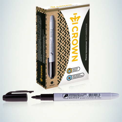 картинка Маркер перманентный Multi Marker Slim 2мм,  черный,  пулевидный Crown от магазина Сантехстрой