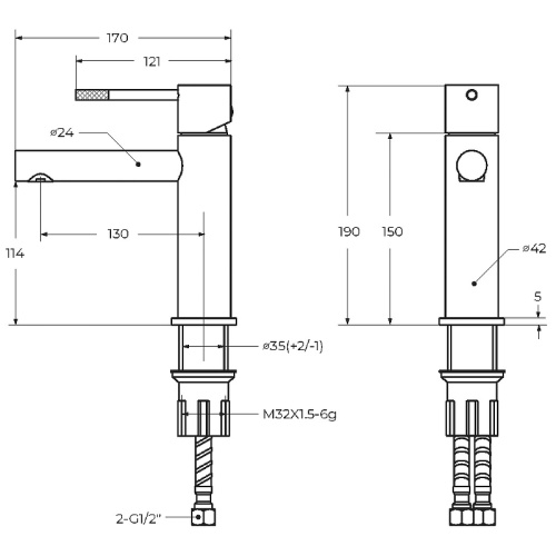 картинка Смеситель для раковины Cezares Relax RELAX-LS2-BORO Брашированное золото от магазина Сантехстрой