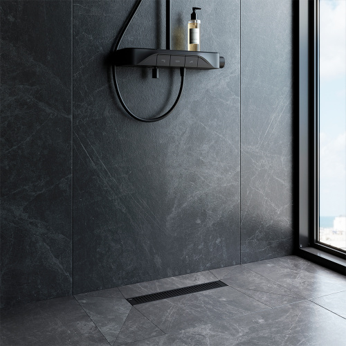 картинка W01SC-P11-040-01BM MasterFlow Трап для душа линейный универс затвор Cut Gradient 40см цвет черн мат от магазина Сантехстрой