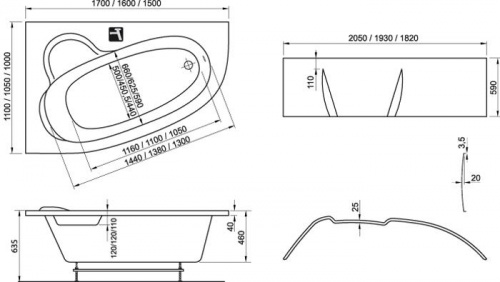 картинка Акриловая ванна Ravak Asymmetric 150X100 L C441000000 от магазина Сантехстрой