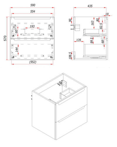 картинка Тумба под раковину/столешницу Дион 60 Платиновый от магазина Сантехстрой