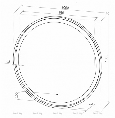 картинка Зеркало ART&MAX NAPOLI AM-Nap-1000-DS-F 100х100 см, с подсветкой, черный матовый от магазина Сантехстрой