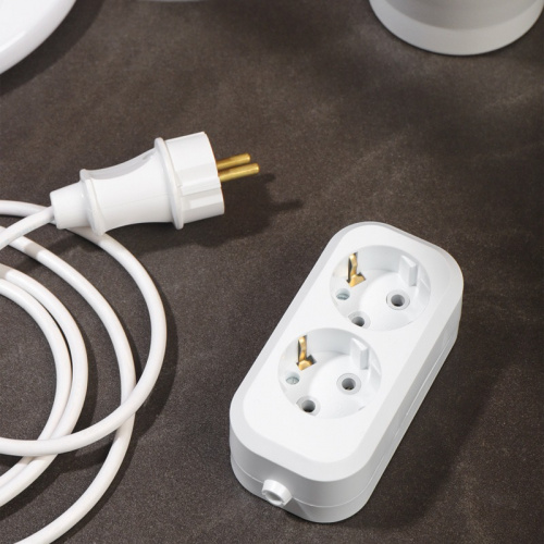 картинка Колодка 2 гнезда с заземлением REXANT от магазина Сантехстрой