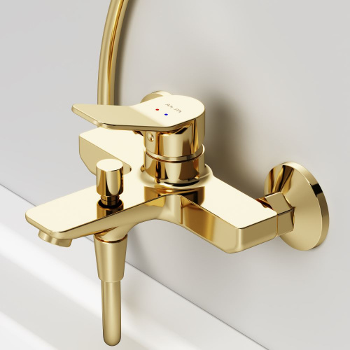 фото f85a10099 x-joy, смеситель д/ванны/душа, золото