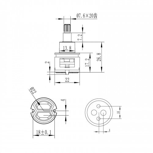 картинка Картридж 22мм Savol для переключателя душа (S-FX06) от магазина Сантехстрой