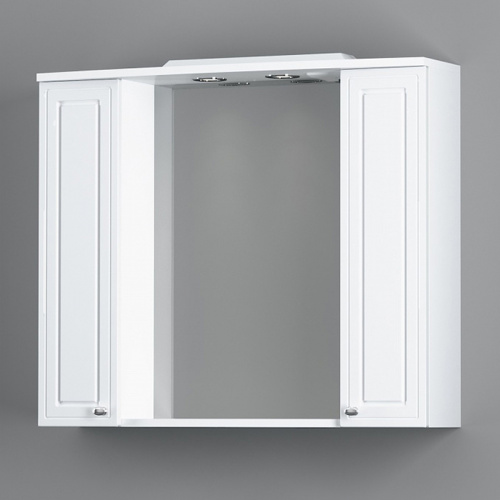 картинка M41MPX0851WG Palace One, зеркало, частично зеркальный шкаф, 85 см, с подсветкой, белый, глянец от магазина Сантехстрой