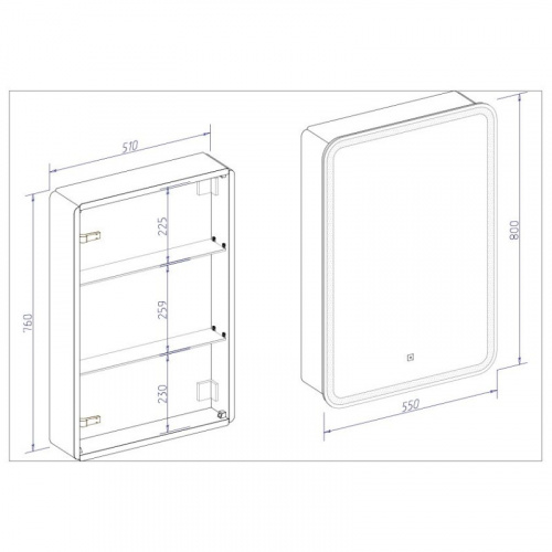 картинка Зеркальный шкаф 55х80 см белый матовый R Art&Max Platino AM-Pla-550-800-1D-R-DS-F от магазина Сантехстрой