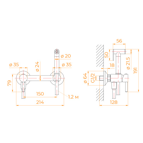 картинка Гигиенический душ со смесителем RGW SP-215 от магазина Сантехстрой