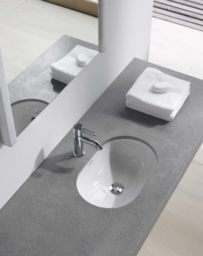 картинка Duravit D-Code Раковина встраиваемая снизу 560x400мм, с перел., включая крепление ,Цвет: Белый от магазина Сантехстрой