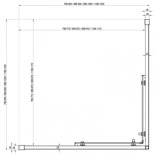 картинка Душевая дверь Ravak Blix Slim BLSRV2K-80 X1XM40300Z1 профиль Черный стекло Transparent от магазина Сантехстрой