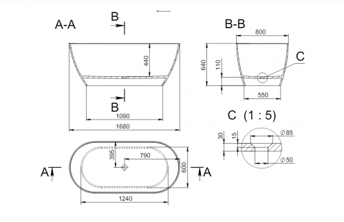 картинка Ванна VENUS Soft Rock 168x80 от магазина Сантехстрой