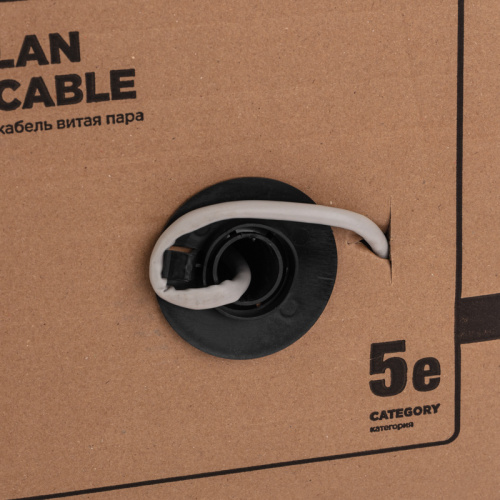 картинка Кабель витая пара F/UTP,  CAT 5e, PE,  4PR,  24AWG, OUTDOOR, SOLID,  черный,  305м,  серия LIGHT,  РФ REXANT от магазина Сантехстрой