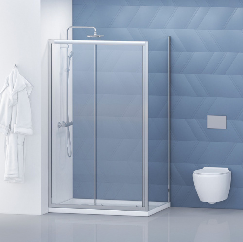 картинка Душевой уголок BelBagno Due 120x80 DUE-AH-1-120/80-C-CR профиль Хром стекло прозрачное от магазина Сантехстрой