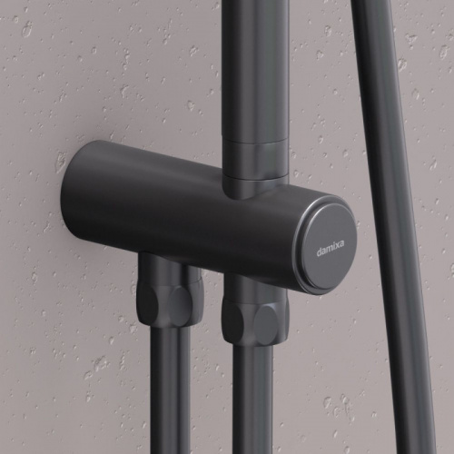 картинка 953000300 Gala душ.система: верх.душ 300*210 мм, ручн.душ 3 ф-ции 110*260 мм, штанга 1050-1450, черн от магазина Сантехстрой