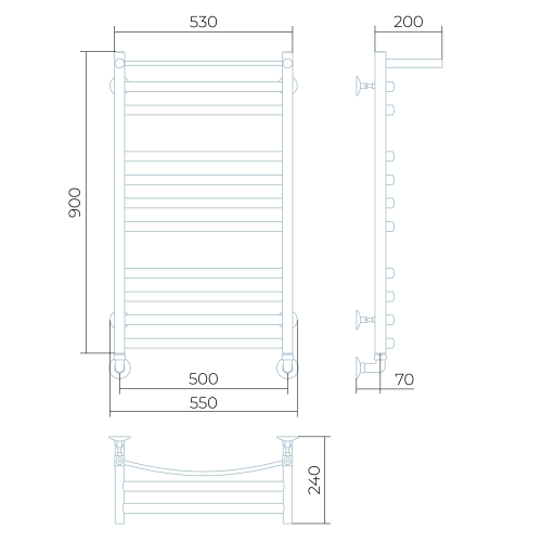 картинка Полотенцесушитель Гранд с полкой водяной, П11 500х900, шт от магазина Сантехстрой