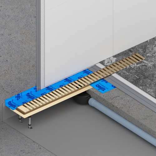 картинка Душевой лоток TIMO Drain System 600 с вставкой "lines", Золото матовое (DS230106/17) от магазина Сантехстрой
