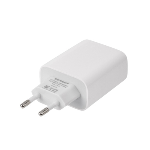 картинка Сетевое зарядное устройство для iPhone/iPad REXANT 2 x USB,  5V,  2.4 A,  белое от магазина Сантехстрой