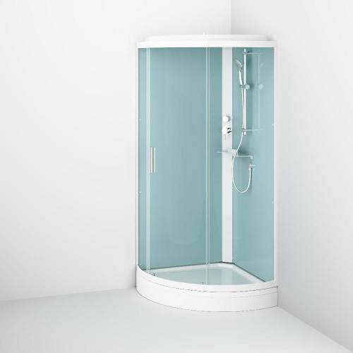 картинка W88C-401-090WT X-Joy кабина душевая  90x90, 1/4 круга,  профиль белый, стекло прозрачное от магазина Сантехстрой