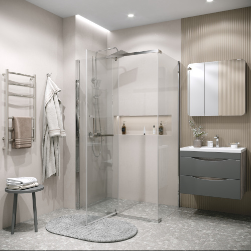 картинка Боковая стенка Grossman Pragma 200.K33.03.80.10.00 (80х195) хром,стекло прозрачное, 1 место от магазина Сантехстрой