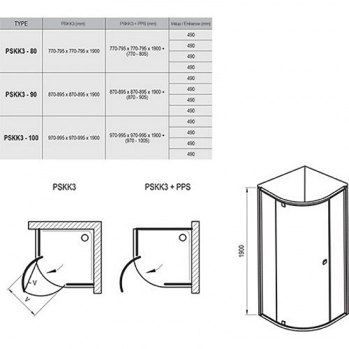 картинка Душевой уголок Ravak Pivot PSKK3 100x100 376AA300Z1 профиль Черный стекло прозрачное от магазина Сантехстрой