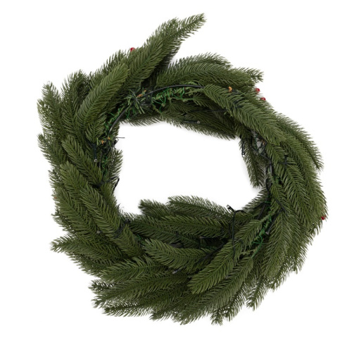 картинка Еловый венок с ягодами и гирляндой NEON-NIGHT Ø 45 см,  20 LED,  2 х АА,  литой,  теплое белое свечение от магазина Сантехстрой