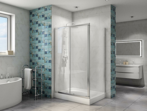 картинка Душевой уголок BelBagno Due 120x80 DUE-AH-1-120/80-C-CR профиль Хром стекло прозрачное от магазина Сантехстрой