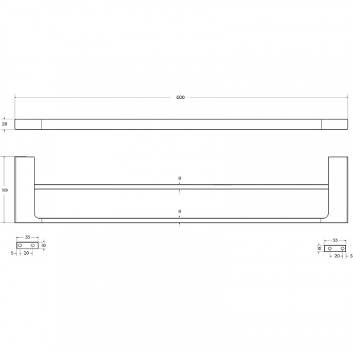 картинка Полотенцедержатель Cezares Slider SLIDER-THD-60-NOP двойной Черный матовый от магазина Сантехстрой
