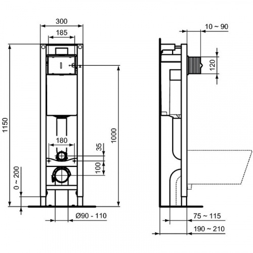 картинка Инсталляция Ideal Standard Prosys E233267 для унитаза без клавиши смыва от магазина Сантехстрой