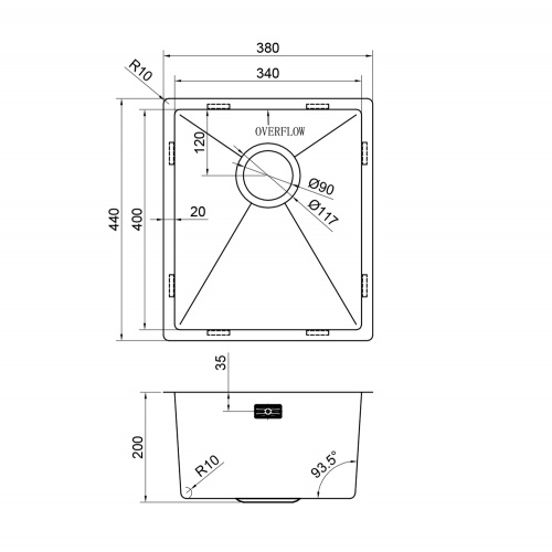 картинка Кухонная мойка Reflexion Como RX2038BL оружейная сталь от магазина Сантехстрой