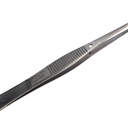 картинка Пинцет прямой,  узкий,  фиксатор,  рифленый 100мм ПРОФИ от магазина Сантехстрой