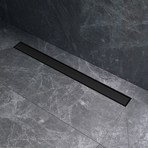 картинка W01SC-U11-080-04BM MasterFlow Трап для душа линейный универс затвор Tile 80см цвет черн мат от магазина Сантехстрой