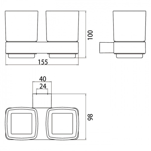картинка Emco Loft Стакан подвесной, двойной, хрустальное стекло сатинированное, цвет черный от магазина Сантехстрой