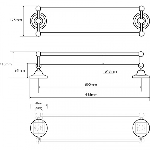 картинка Полотенцедержатель Bemeta Retro Gold and Сhrom 144204238 двойной Золото Хром от магазина Сантехстрой