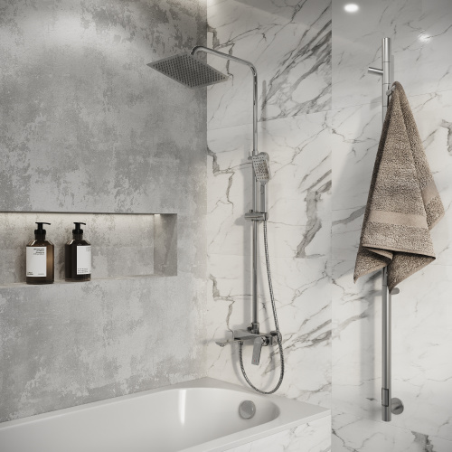 картинка Душевая стойка Cosmo 500.K35.02.100 с верхним душем, ручной лейкой и смесителем, хром глянцевый от магазина Сантехстрой